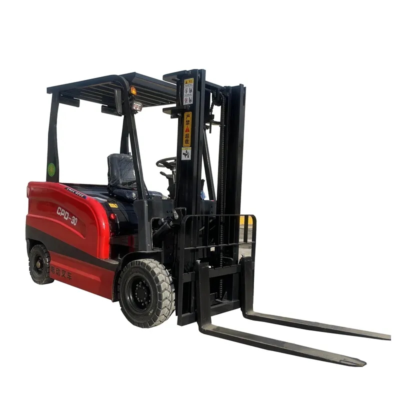 A 3 ton electric forklift operating inside a warehouse.