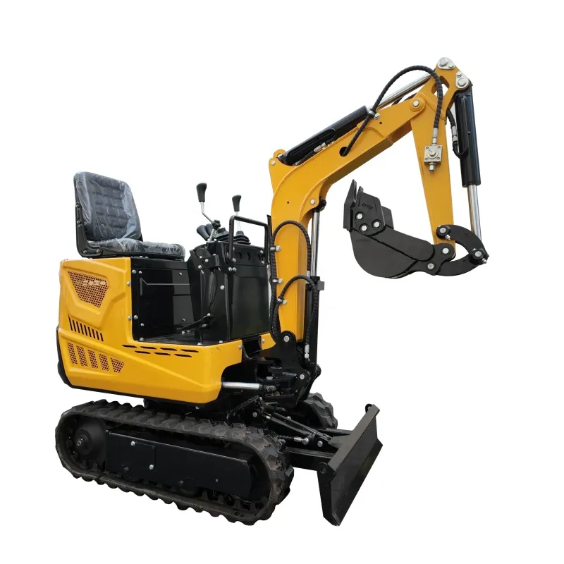 A 1 ton mini excavator operating at a construction site.