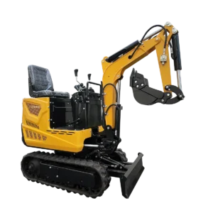 An SN06 compact mini excavator on a white background, front view.